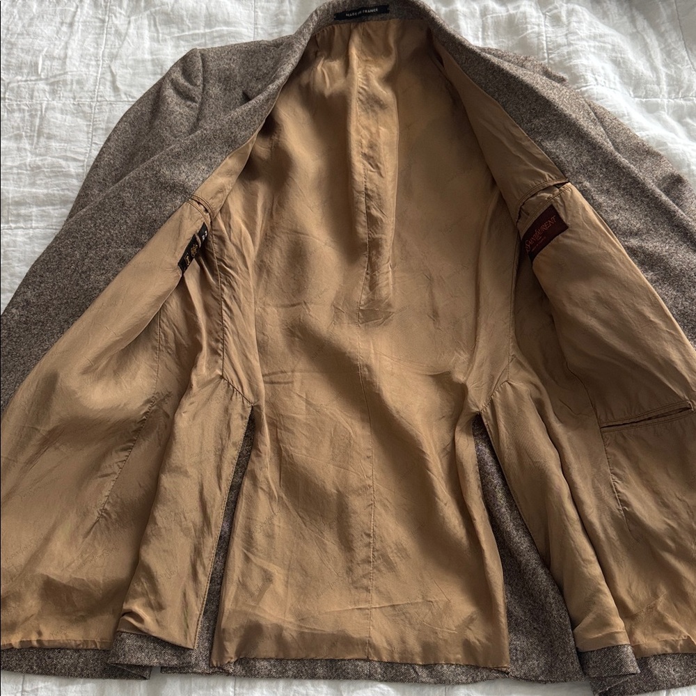 Yves Saint Laurent YSL vintage Brown Tweed Sport Coat Jacket Blazer - Picture 11 of 14